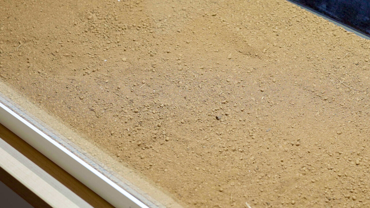 Vorbereitung und Aufbau eines Aquariums mit Nährboden als Grundlage für Pflanzen.