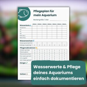 Aquariumpflege Tracker PDF zum Ausdrucken – Pflegeplan für Aquarium mit Wasserwerten, Pflege und Reinigung