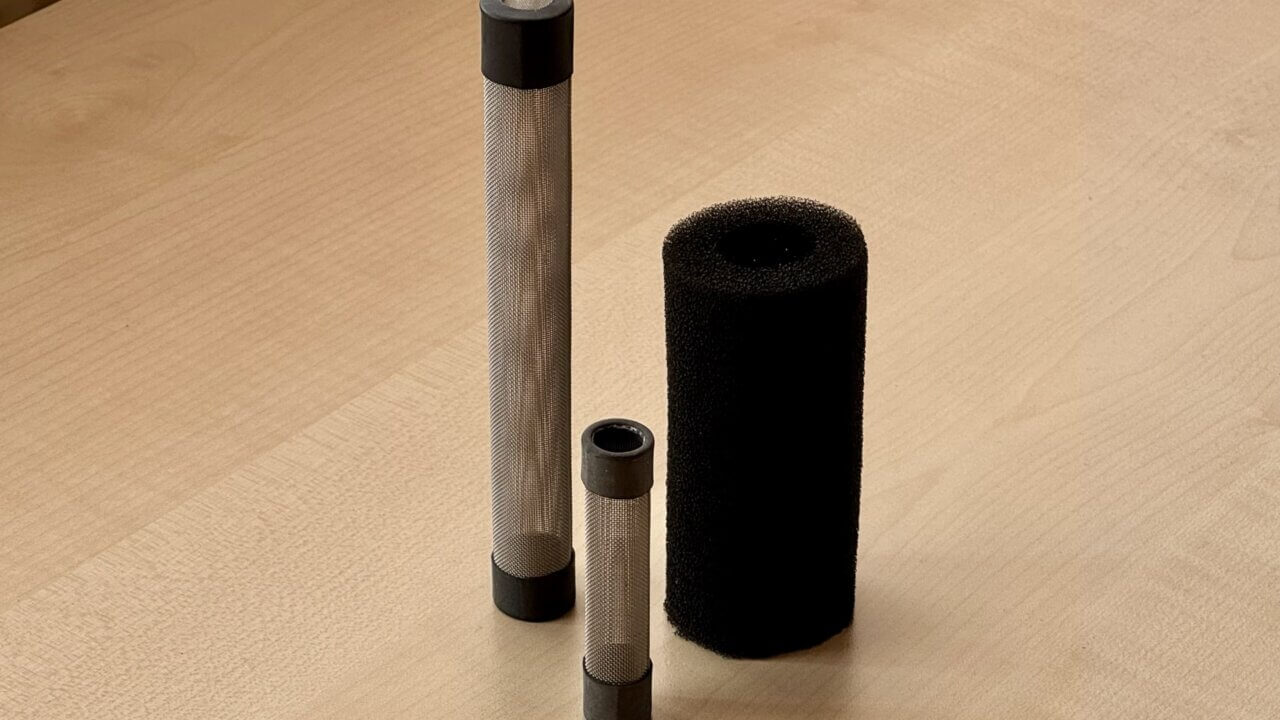 Edelstahl Filterguards und Schwamm-Vorfilter als Garnelenschutz für Filter-Ansaugrohre