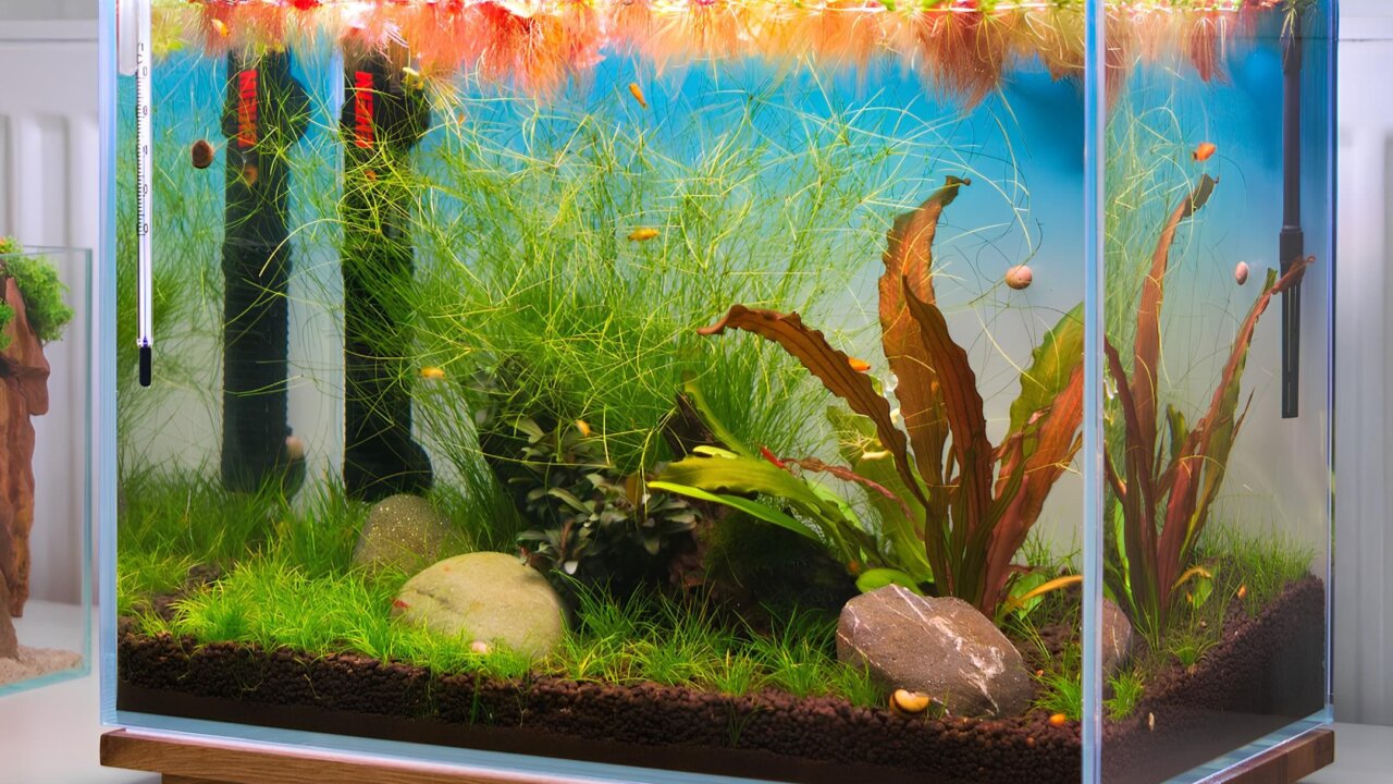 Kleines Nano Aquascape für Garnelen und Schnecken