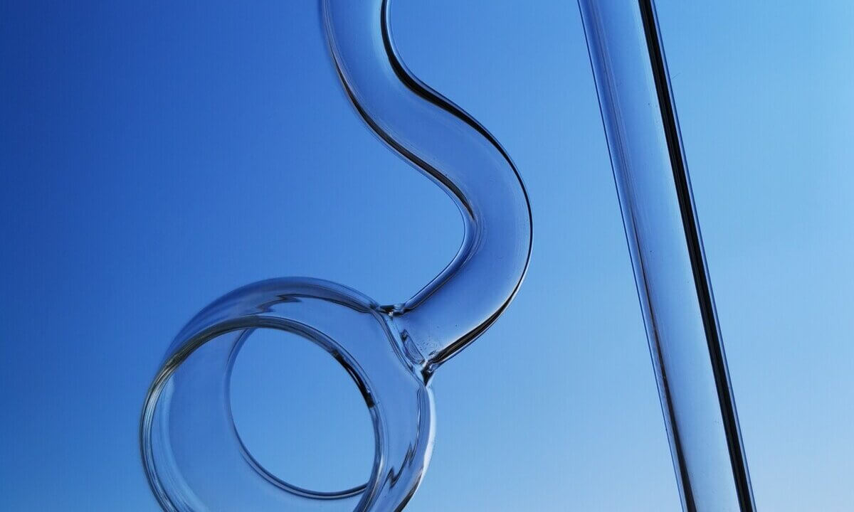 Detailaufnahme eines Lily Pipe Spin Outflows aus Glas