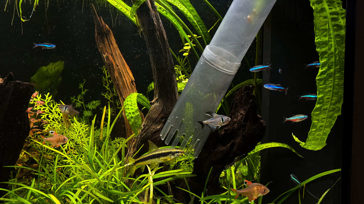 Mulmsauger in einem bepflanzten Aquarium